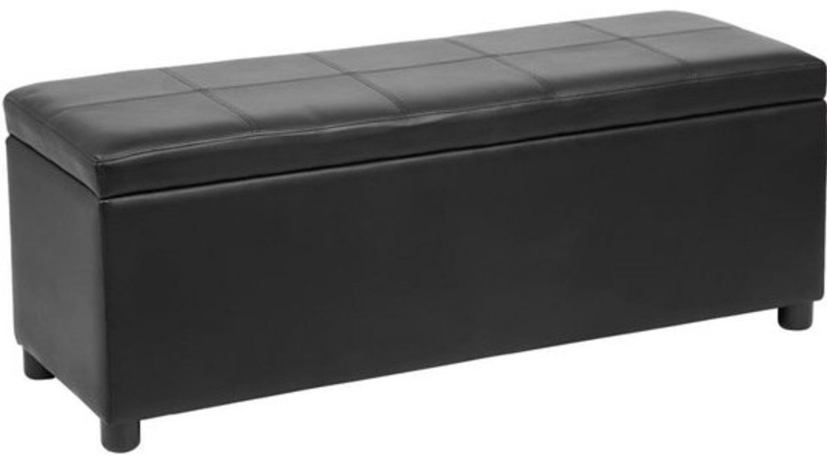 Corium Opbergbank met gewatteerde zitting 118x37x43 cm met opbergruimte zwart