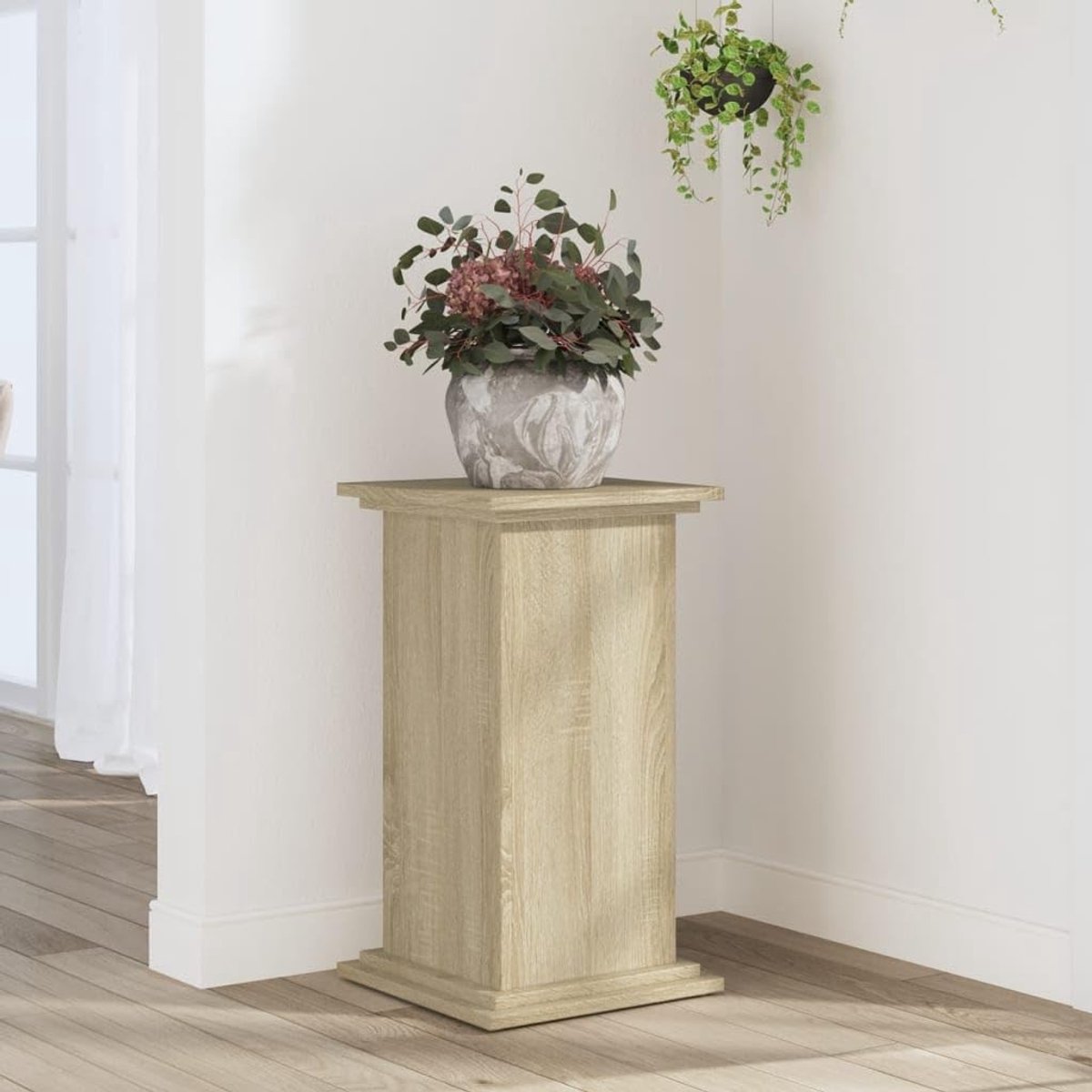 Sonoma-eiken, 33 x 33 x 60 cm, bloemenstandaard van hout, voor woonkamer en binnen