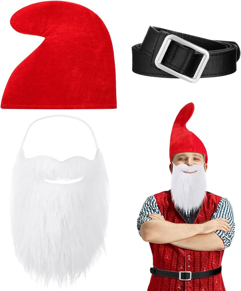 Accessoires voor volwassenen, dwergmuts met dwergbaard en