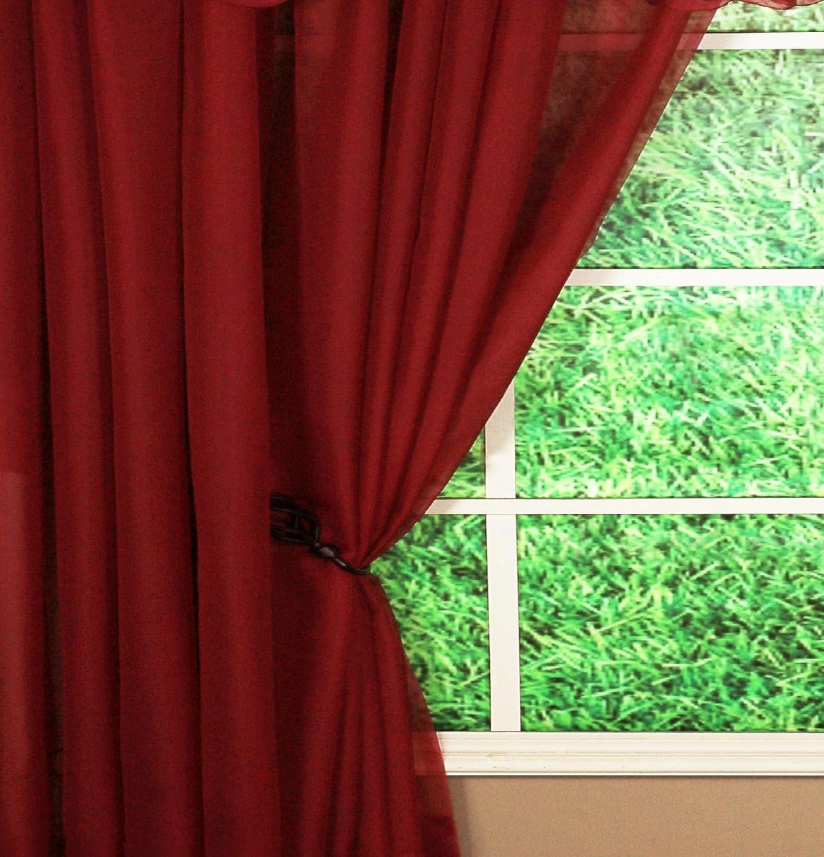 Curtain Emelia Original Voile Paneel 72", Bourgondië, 60" B x 72" L