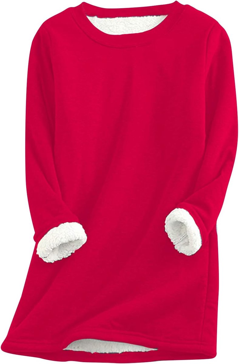 Lange Mouwen O-hals Trui Hart Patroon Lange Mouwen Trui Dikke Fleece Warme Casual Blouses Zachte En Comfortabele Home Top