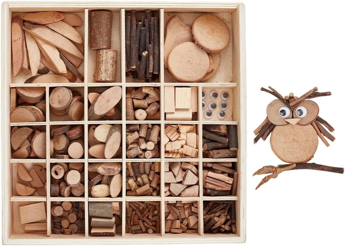 Onafgewerkte Houten DIY Kits Tuinspeelset Onderdelen Natuurlijke Houten Plakken Losse Schilderen voor Schilderen en Bouwen