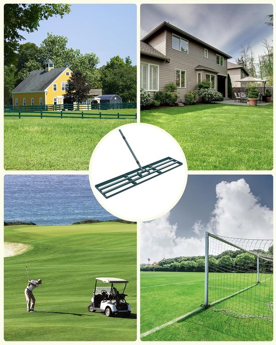 Merkloos Gras Egaliseerhark met Lange Steel - 114x25cm — afbeelding 4