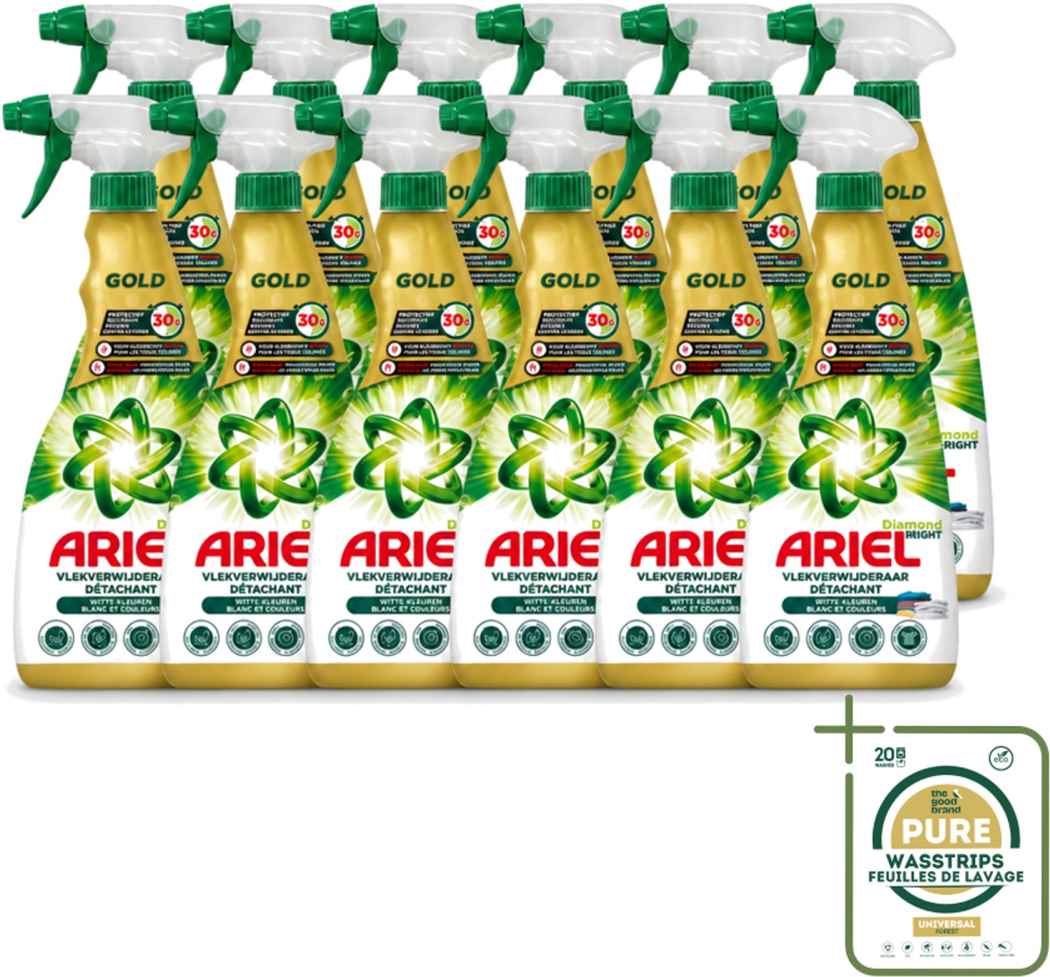 12 x Ariel - Vlekkenverwijderaar - Gold Spray - 750 ml - Wasstrips - Vlekken Verwijderen - Vlekken Verwijderaar - Snel Vlekken Verwijderen - Vlekken Op Kleding - Vlekken Op Witte Kleding