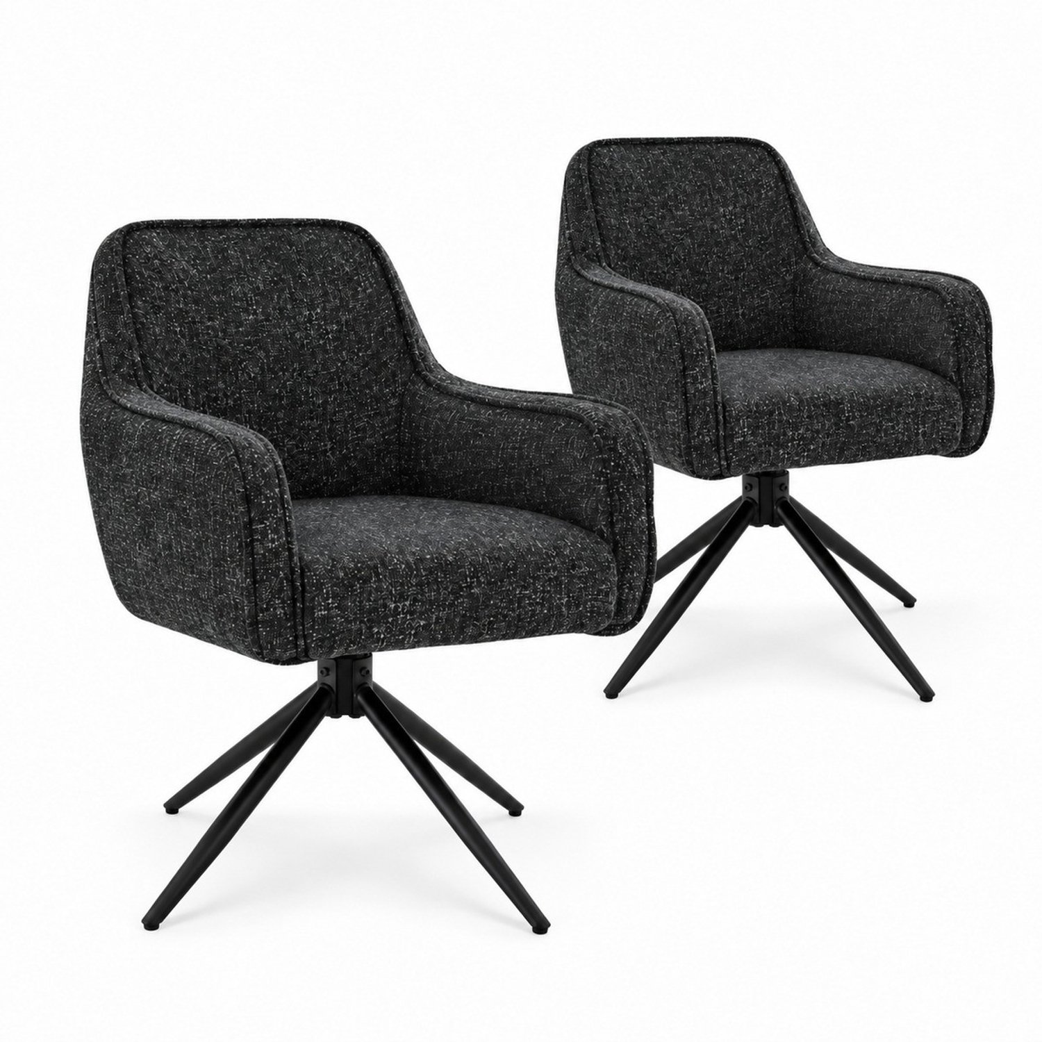 Puur DS4U- Loisa armstoel met terugdraaifunctie - Set van 2 - Donkergrijs - Stof