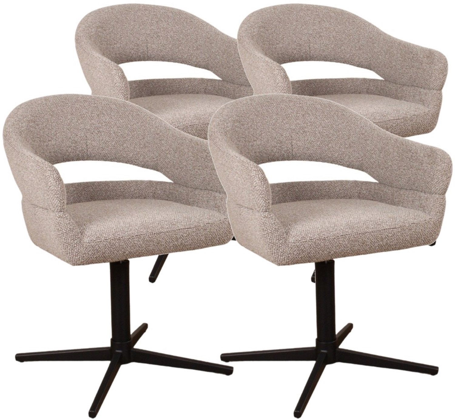 DS4U - - Mila armstoel met terugdraaifunctie - Set van 4 - Taupe - Stof