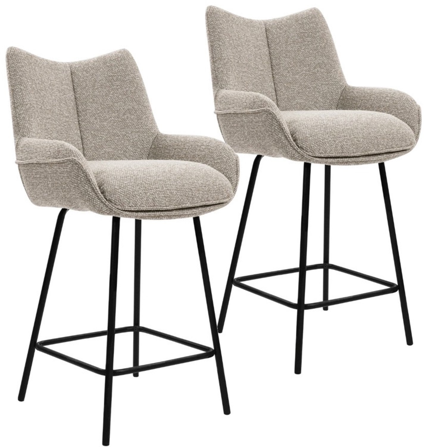 DS4U - - Ivan barkruk 65 cm - Set van 2 - Champagne - Stof - Met armleuning