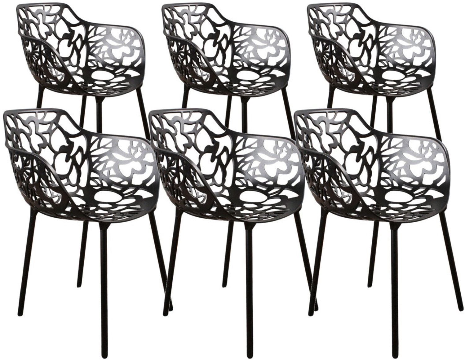 DS4U - - Cast eetkamerstoel - Set van 6 - Zwart - Aluminium - Met armleuning