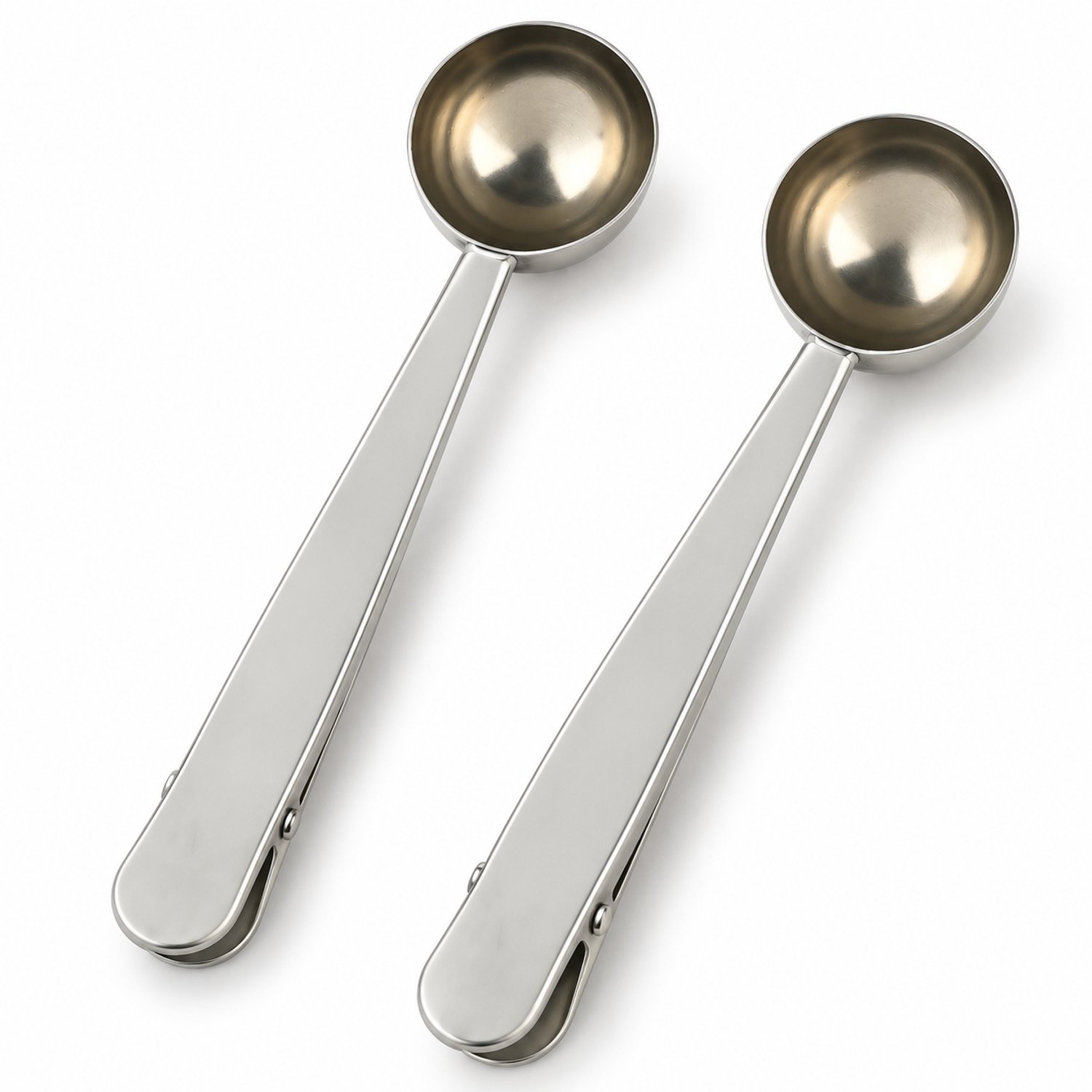 Koffielepel met zakclip – Set van 2 – RVS – 17 cm – Ook voor losse thee