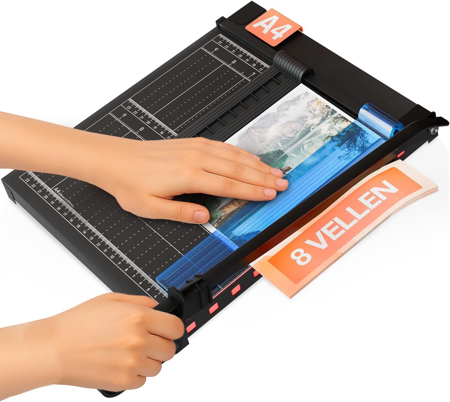 Papiersnijder A4 – Papiersnijmachine – Magnetische Snijgeleider – Compact met Antislipvoetjes – Zwart