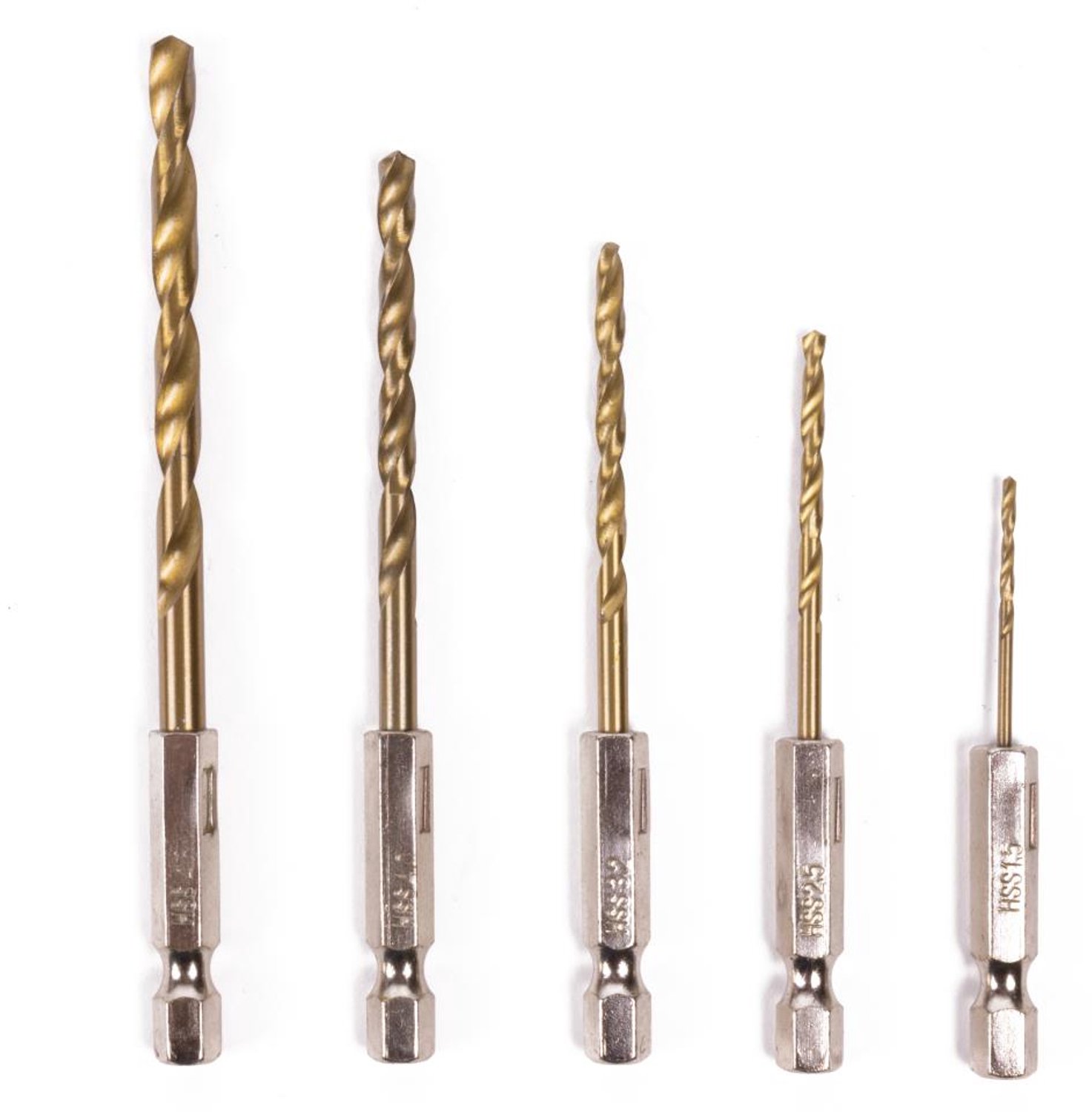 Metaalboorbits - 5 boren - 4, 5, 6, 8 en 10 mm - 1/4 inch zeskant