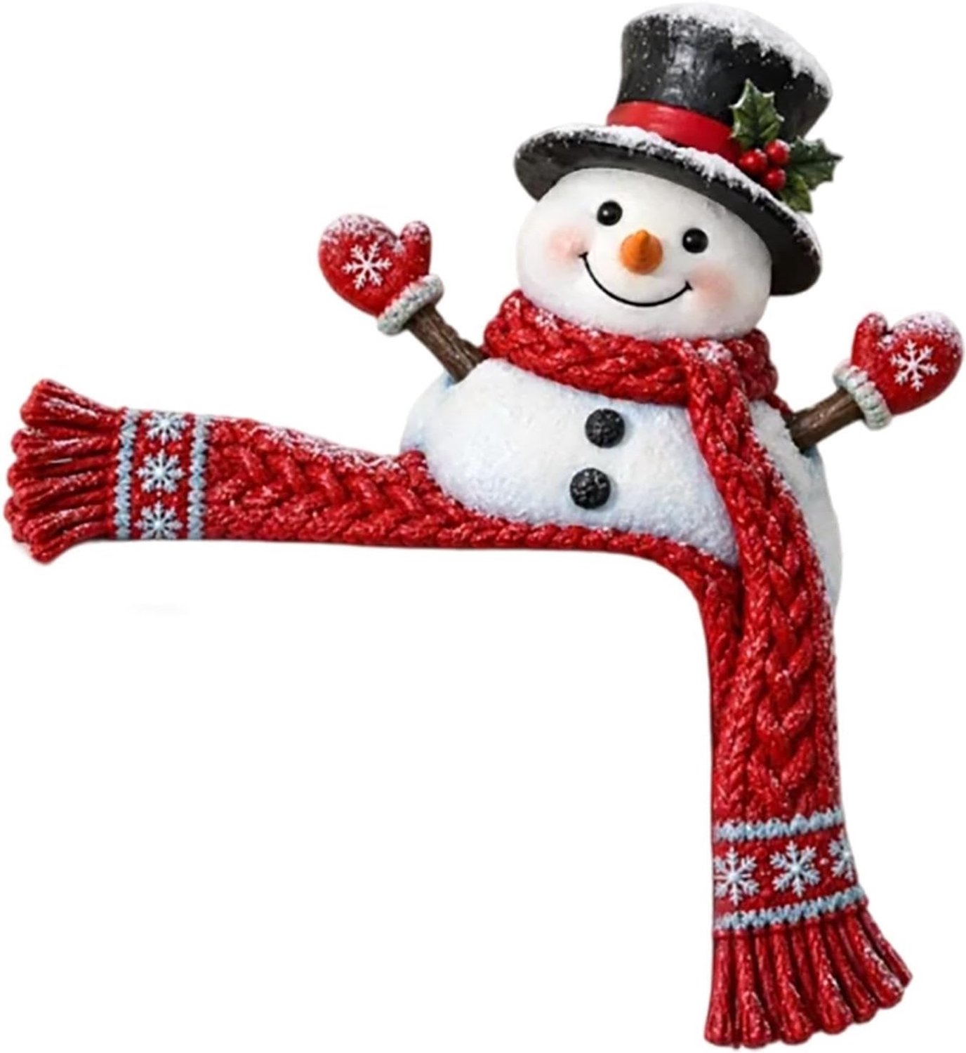 2D plat houten kerst sneeuwpop deurhoek decoratie - L‑vormige sjaal sneeuwpop deurtopper - feestelijk hoekbord voor muur - kerst seizoensdecoratie voor thuis