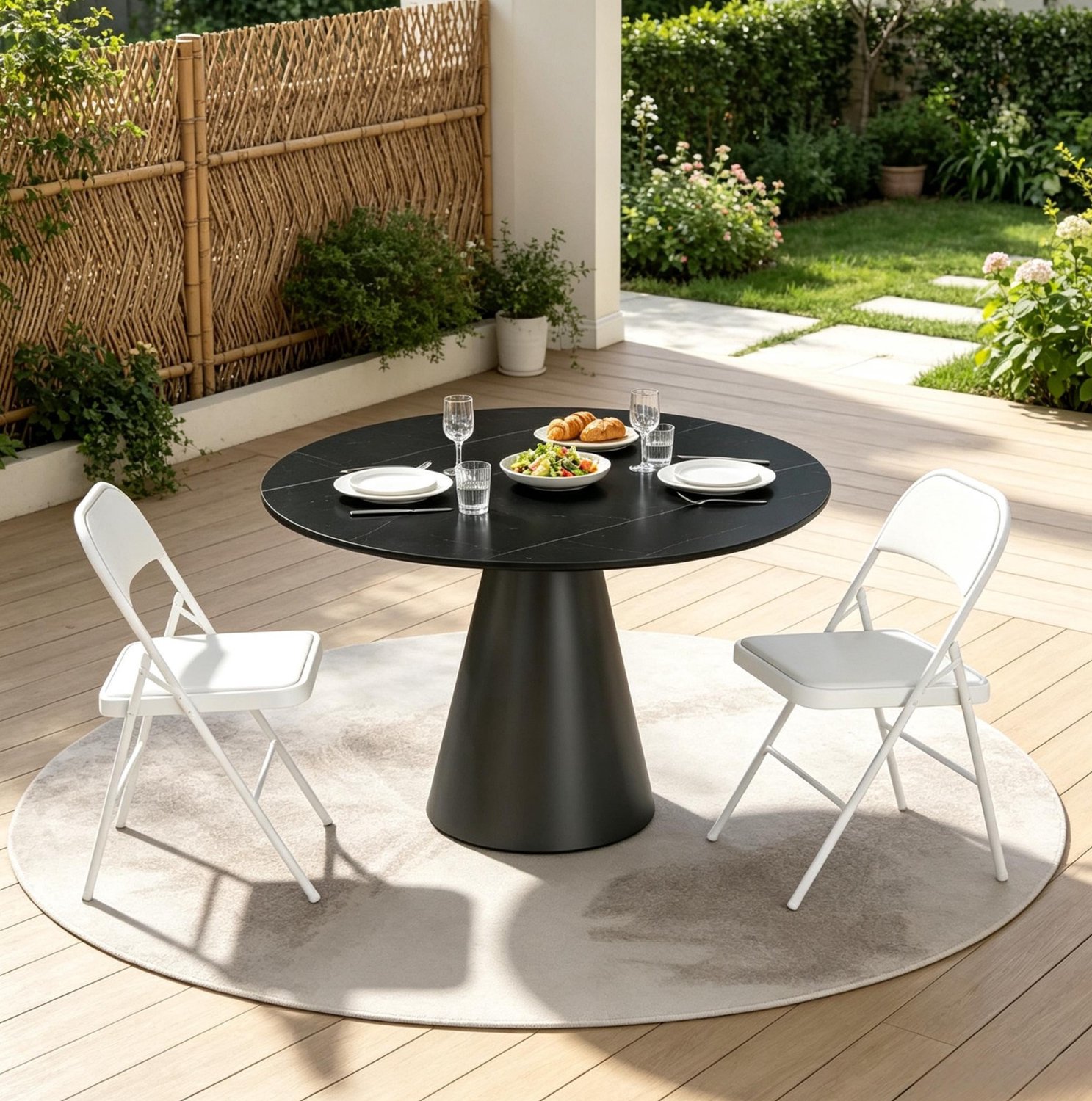 DESMIU Eetkamerstoel 45 x 46 x 78 Cm - Set Van 2 Opvouwbaar - Staal Met Synthetische Coating - Voor Eetkamer En Binnenevenementen - Wit