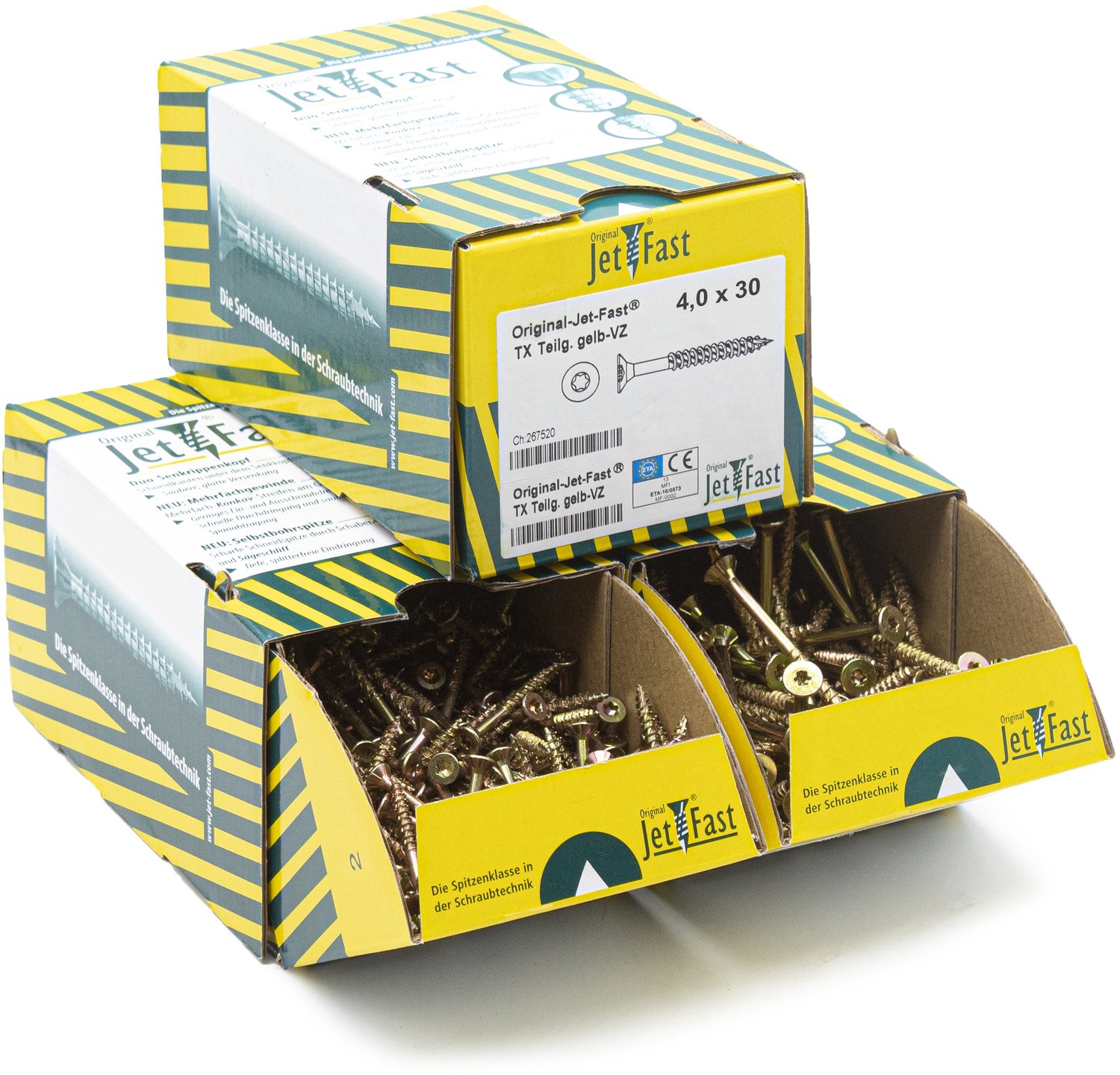 Jet-Fast Schroeven Assortiment 1700-delig – Torx Houtschroeven TX20 – 3 Maten 4 x 30 t/m 4,5 x 70 mm