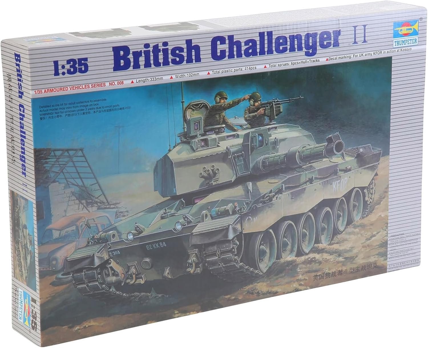 Trumpeter Modelbouwpakket Militaire voertuigen - 00308 British Challenger II - Britse Hoofdgevechtstank Plastic - 1:35 - Modelbouw