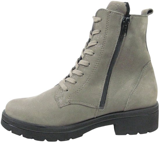 Grijze veterboot van Wäldlaufer met glitters, vetersluiting en een zwarte profielzool.