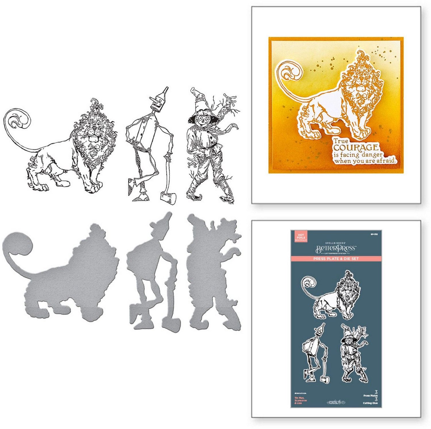 Spellbinders BetterPress Plates & Snijmallen - Tin Man, Lion & Scarecrow - 6 st.