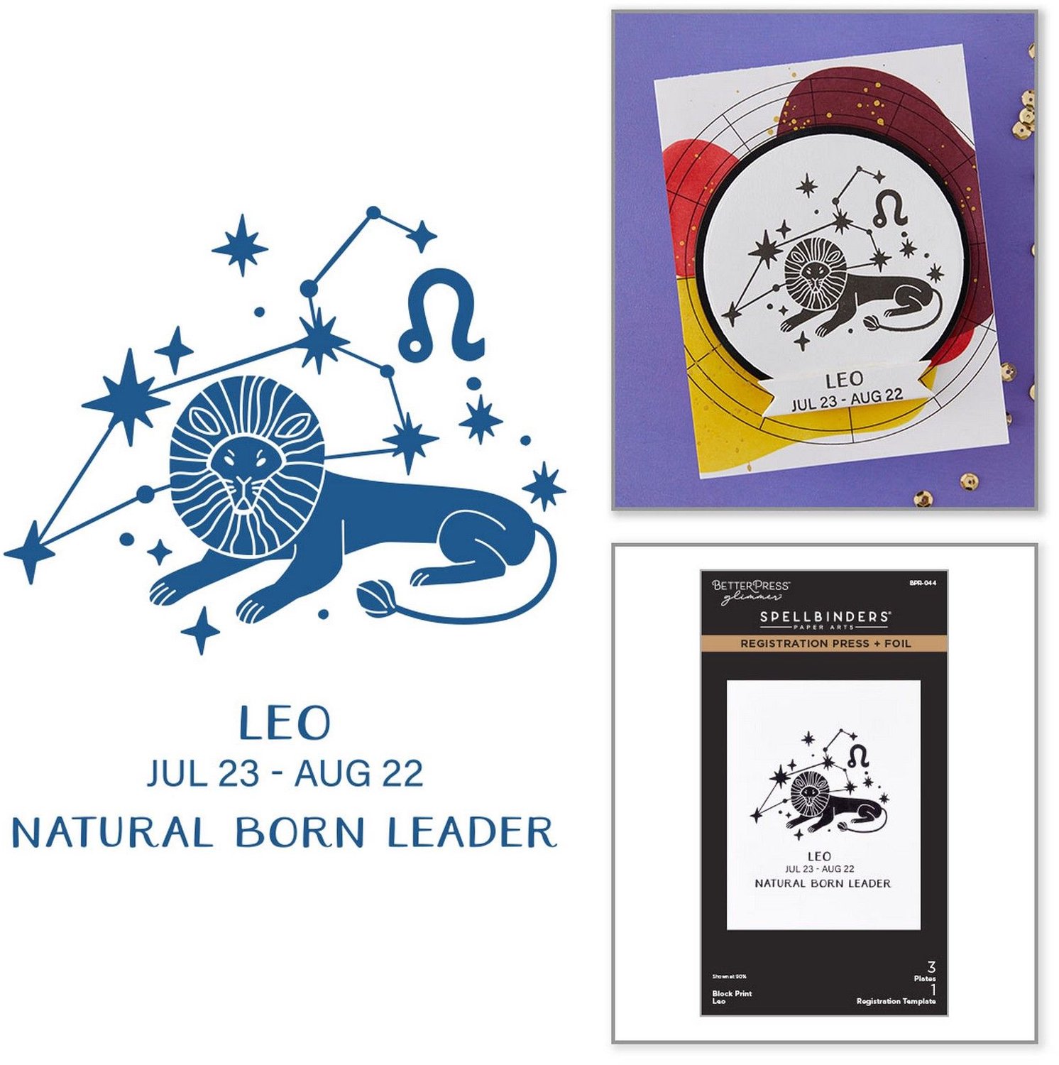 Spellbinders Block Print Press + Foil Plates - Leeuw (Leo) - 4 st.
