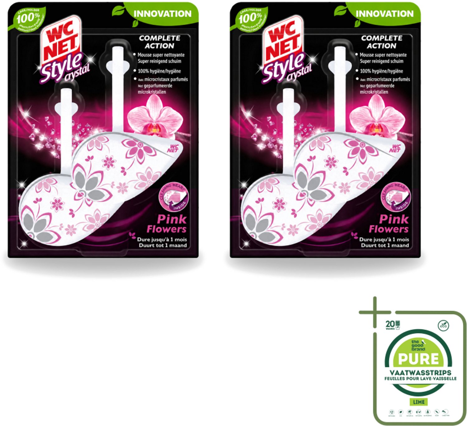 2 x WC Net - Toiletblok - Frisse Bloemen - 2 Blokjes - Grootverpakking - Vaatwasstrips - WC Net - Toilet Net - Toilet Blok - Hygiëne - Frisse Geur