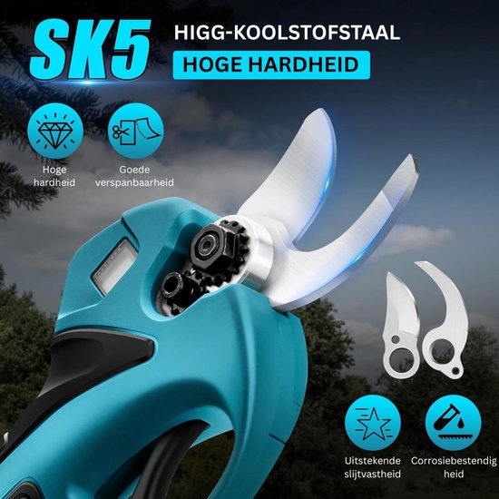 Zolvano® Snoeischaar met accu - Takkenschaar - Heggenschaar elektrisch-Blauwgroen — afbeelding 2