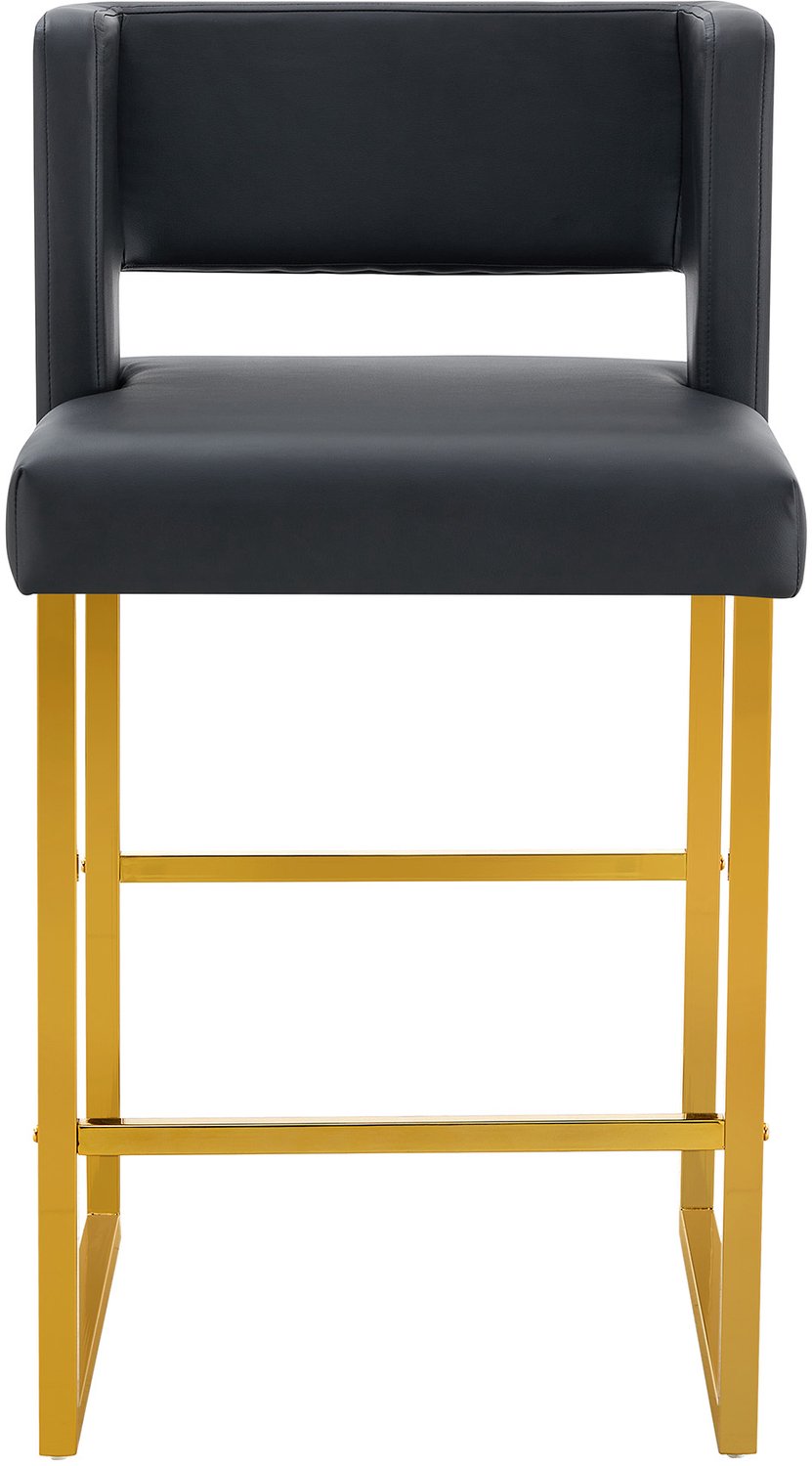 SONNENH Barkrukken set van 2 - Zwart PU-kunstleer en goudkleurig frame - Armleuningen - Zithoogte 66 cm