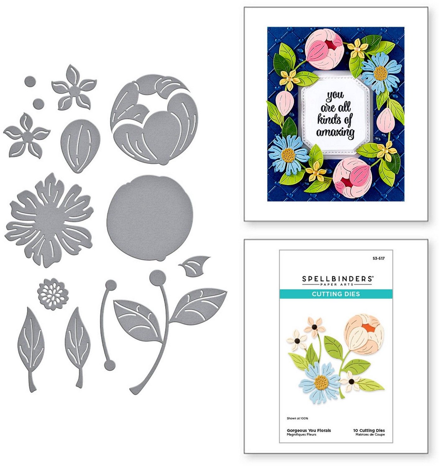 Spellbinders Snijmallen - Gorgeous You Florals - 10 st.