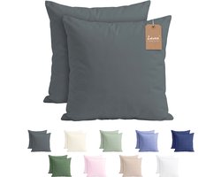 Lavea® Set van 2 Kussenslopen - 50x50 - 100% Microvezel - Zachte en Adememende Kussenhoezen, OEKO-TEX® Gecertificeerd - Antraciet