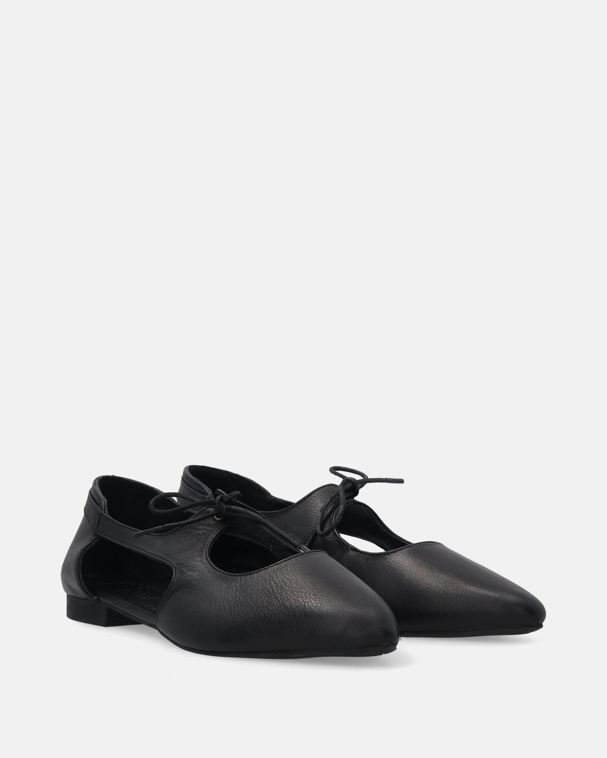 Merkloos Ballerina's - Zwart - Echt leer - Met uitsparingen