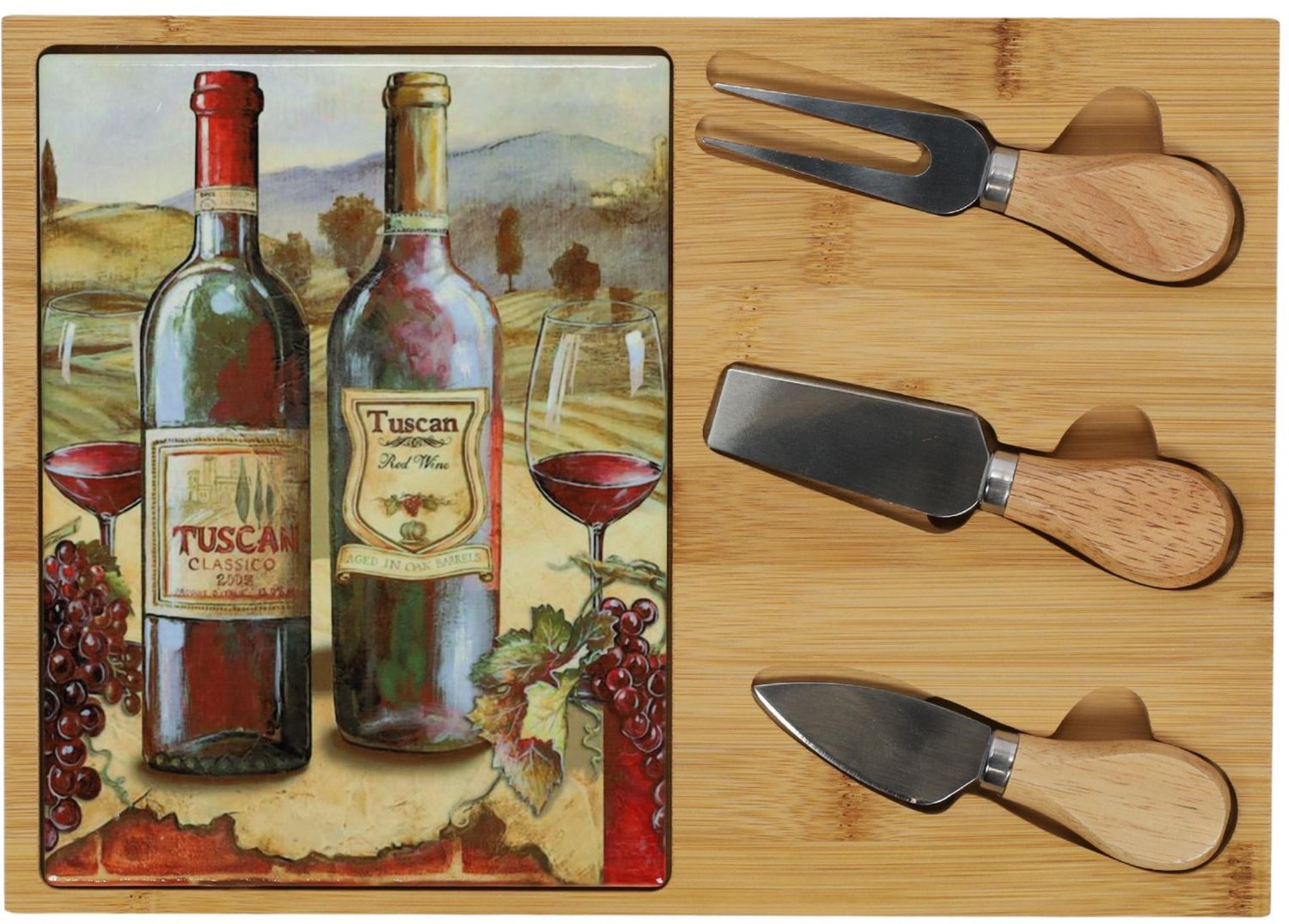 EH Excellent Houseware - Kaasplank met messenset, 30 x 21 cm