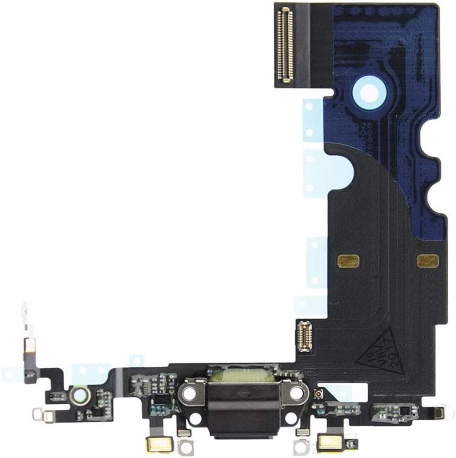 Oplaadaansluiting dock-aansluiting - zwart - met flex-antenne en microfoon - ideaal voor iPhone 8 - Vemera