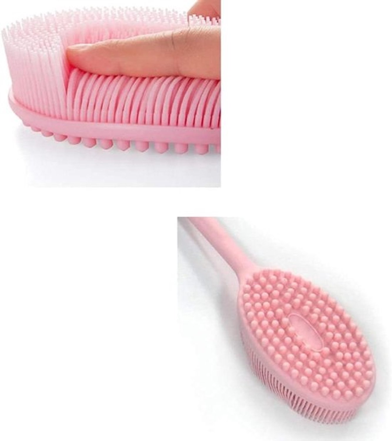 Doucheborstel - Rugschrobber en badborstel - Huid exfoliëren - Lange handgreep - 30 cm - Roze