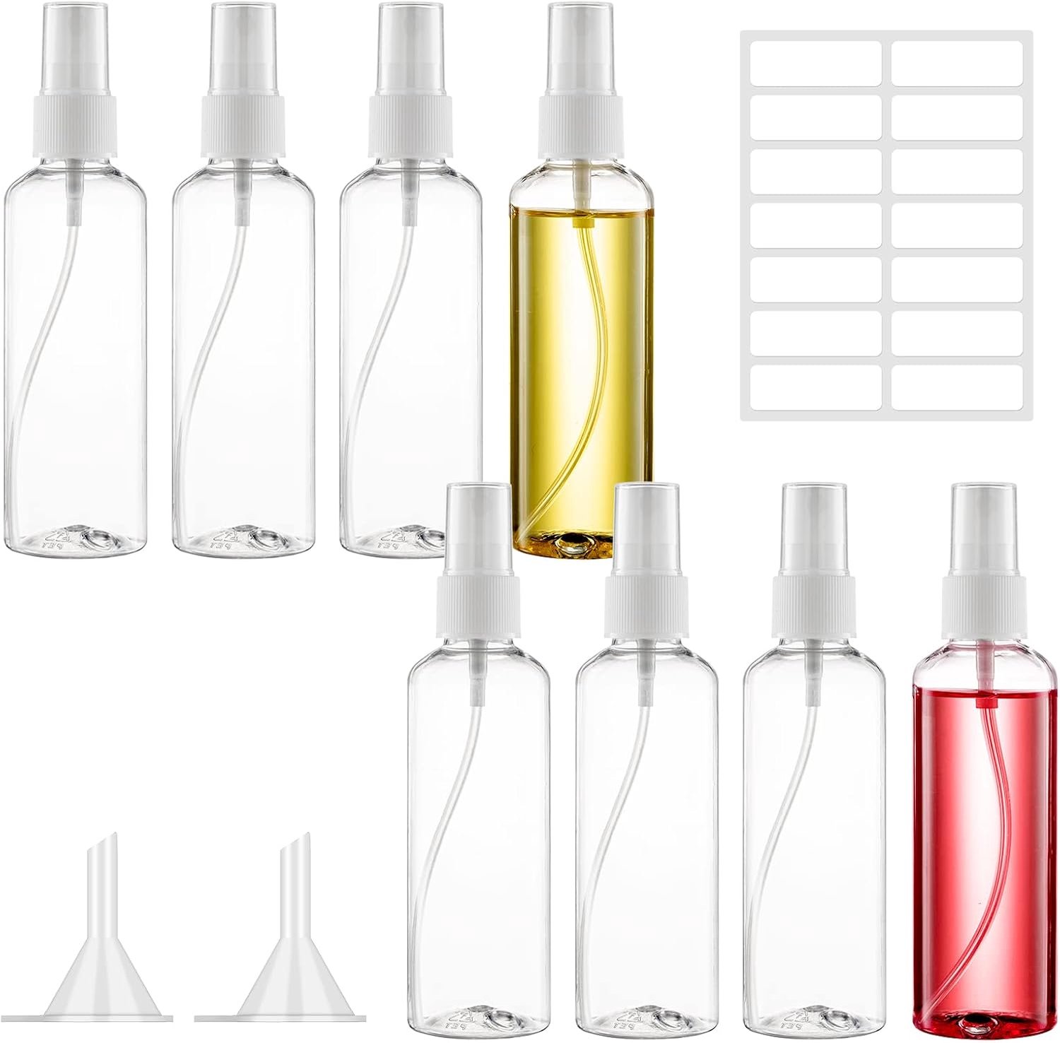 Spuitflessen 100 ml - 8 stuks met trechter - Draagbaar en multifunctioneel - Ideaal voor parfum en hydraterend water - m-winkel