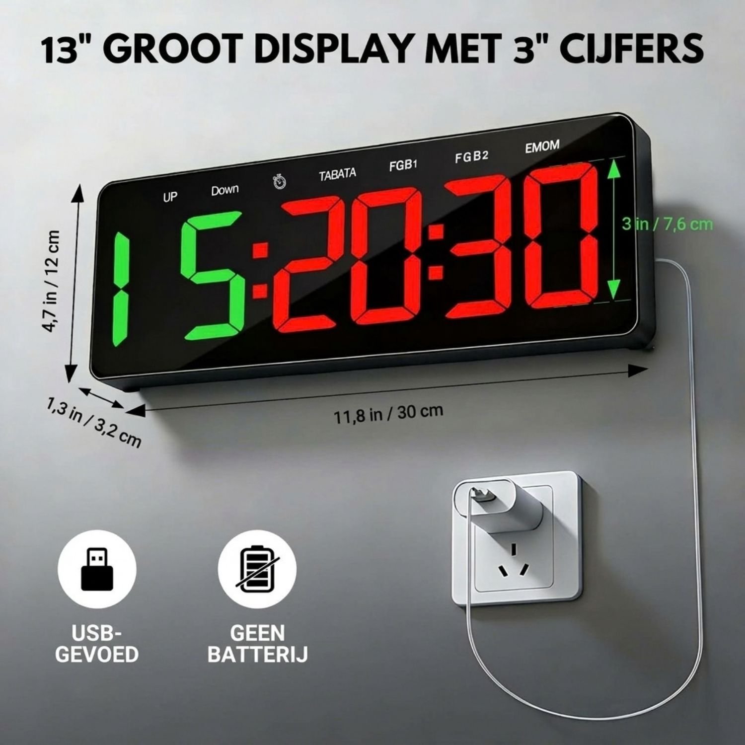 Interval Timer - Stopwatch - Gym Timer - Zwart