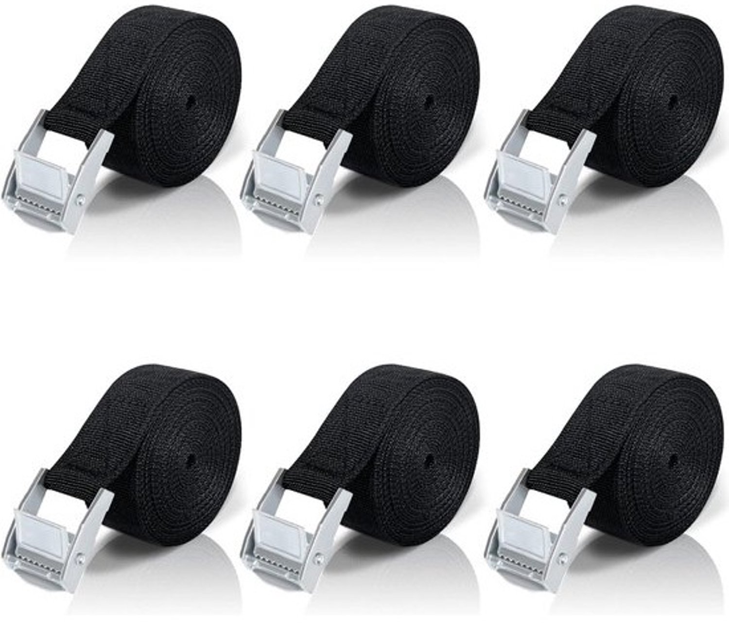 Korte spanbanden - met ratel - 2 m - 6 stuks - voor fiets, auto en camping