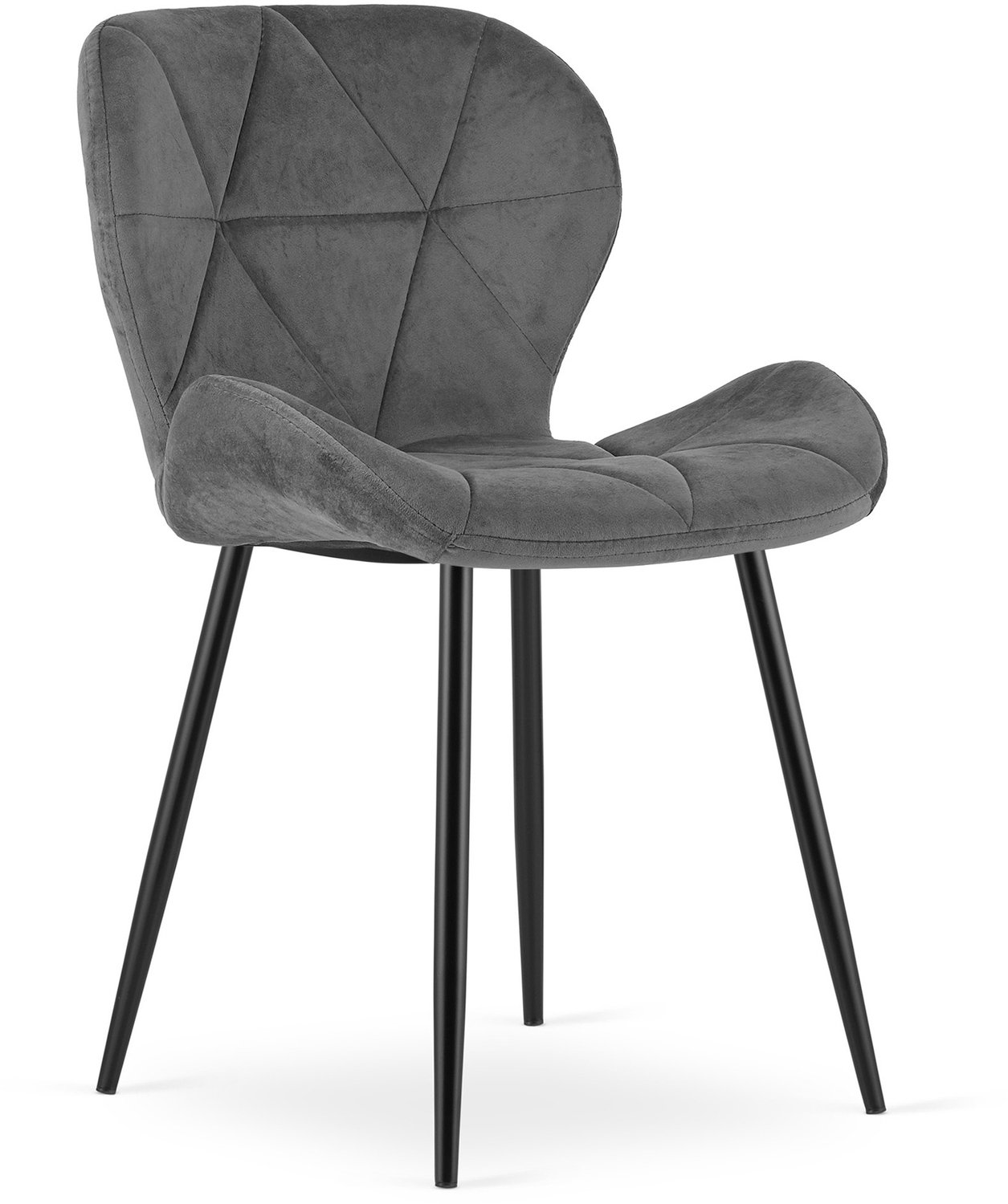 Oskar MANGO Eetkamerstoel – Donkergrijs Velvet – Zwarte Poten – Comfortabele Gestoffeerde Zitting – Modern Design – Velvet Stoel voor Woonkamer, Keuken en Eetkamer – Max. 110 kg