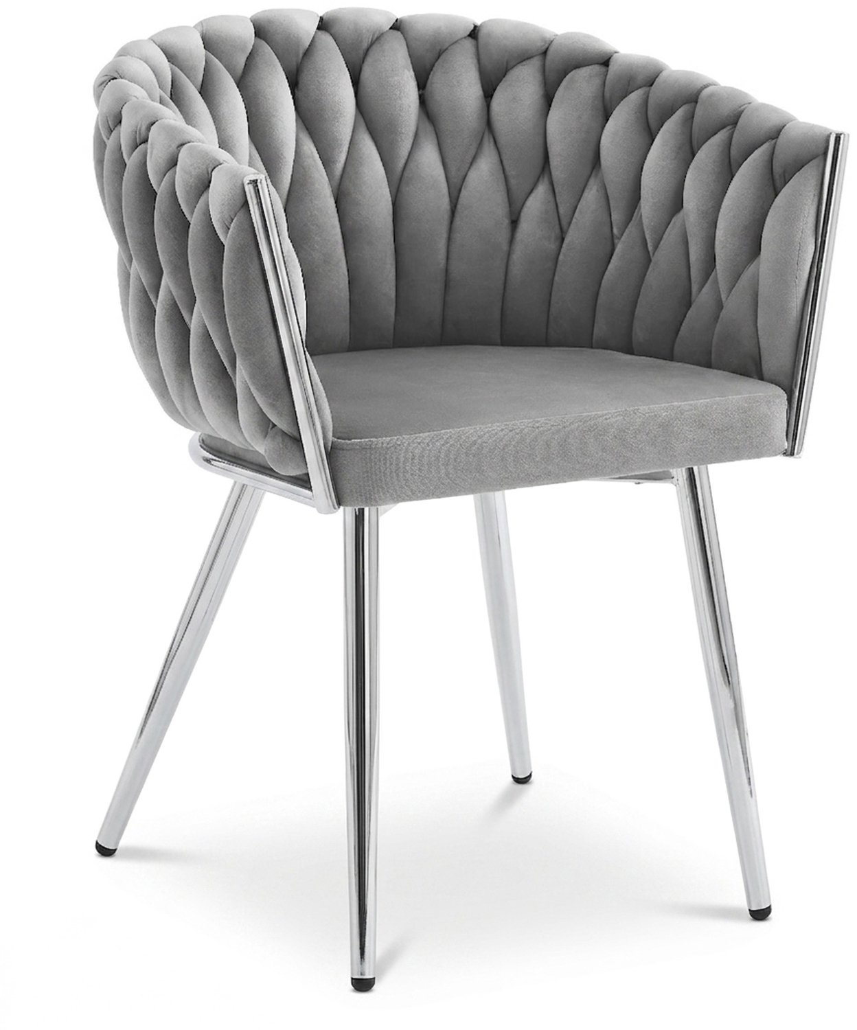 Oskar ORION Eetkamerstoel – Grijs Velvet – Metalen Poten – Comfortabele Gestoffeerde Zitting – Modern Design – Velvet Stoel voor Woonkamer, Keuken en Eetkamer – Max. 110 kg