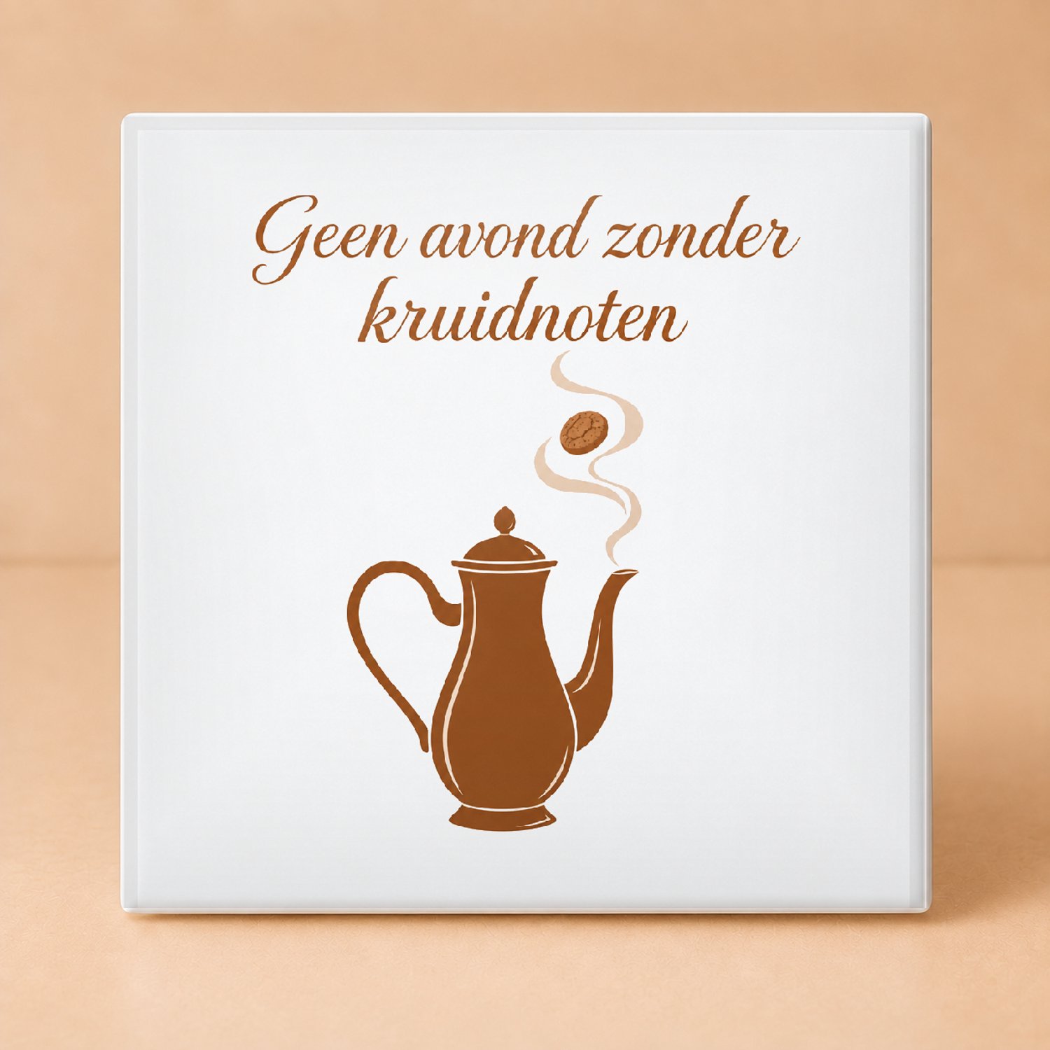 Bedruk King Sfeervolle vintage botanische tegel – Illustratieve decoratietegel voor kruidnotenliefhebbers en woonfans - 11 x 11 cm Wit