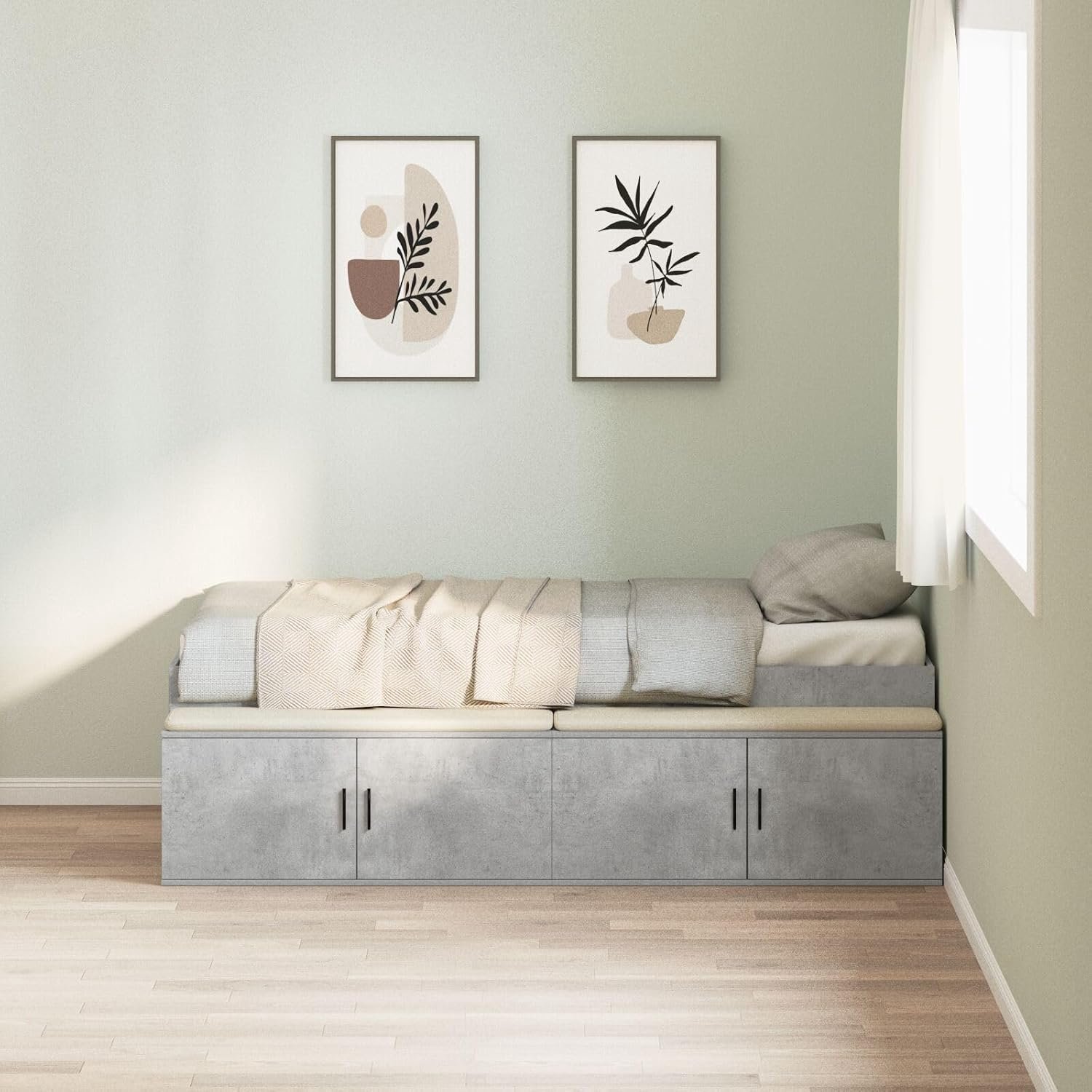 Zitplaatsen: Banken, Stoelen, Banken, Krukken, Ottomanen & Onderdelen,Opslag Bed Frame Beton Grijs 80x200 cm