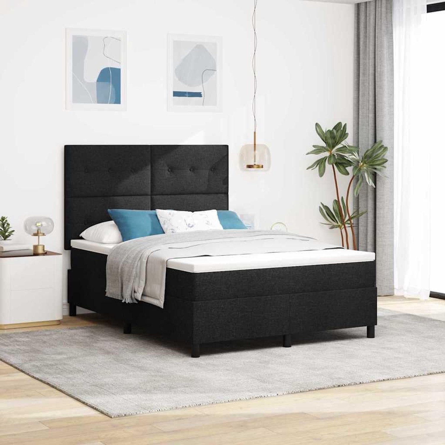 Medium firm boxspringbed Modern minimalistisch Rechthoekig Zwart