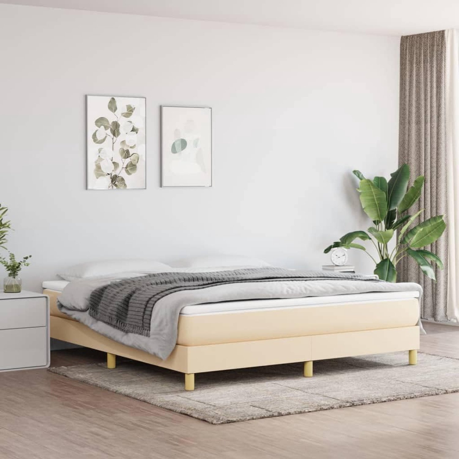 Ademende stof Boxspring Crème 180x200 cm