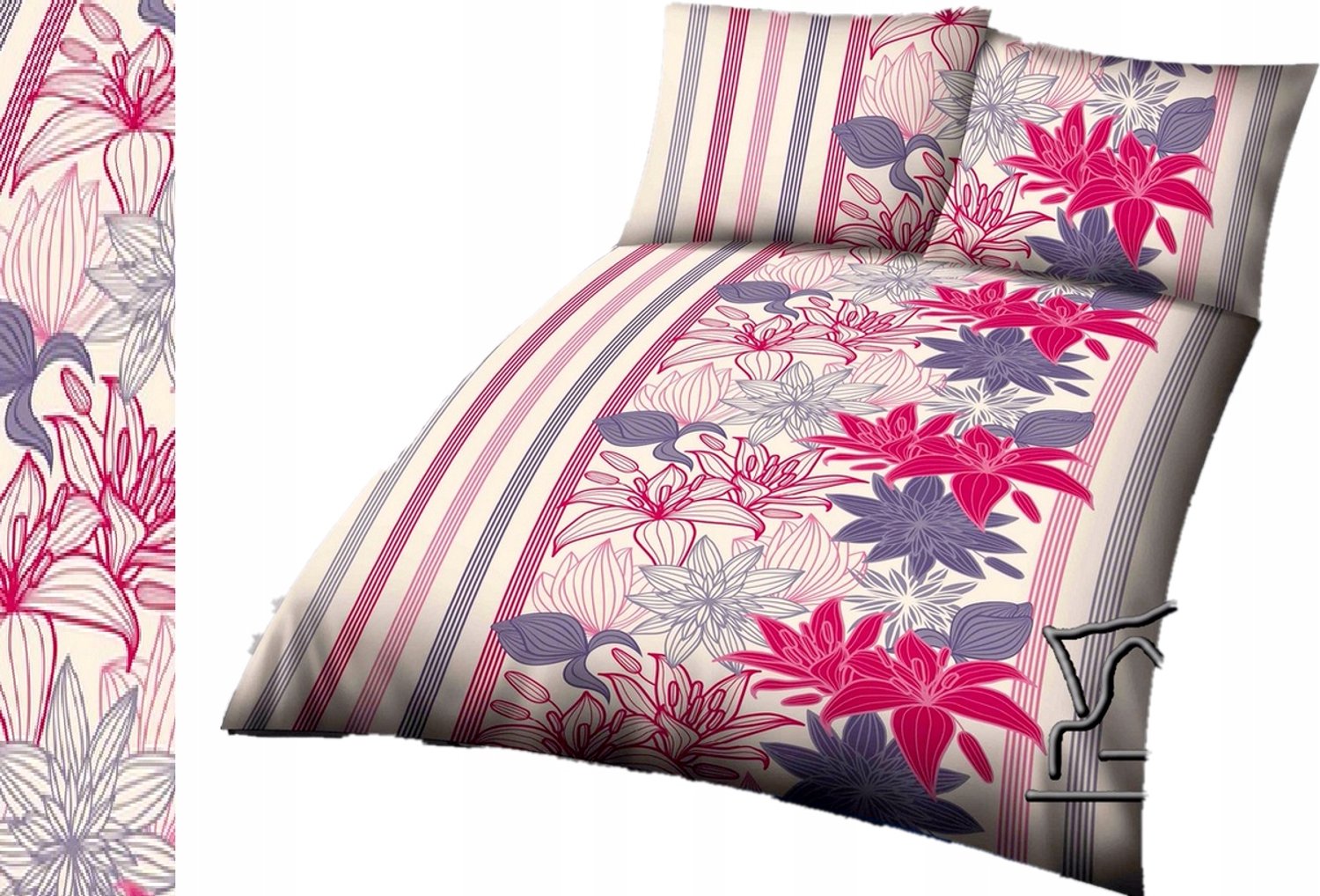 Kora Beddengoed Set 140x200cm + 70x80cm - GOLD Lilia Paars