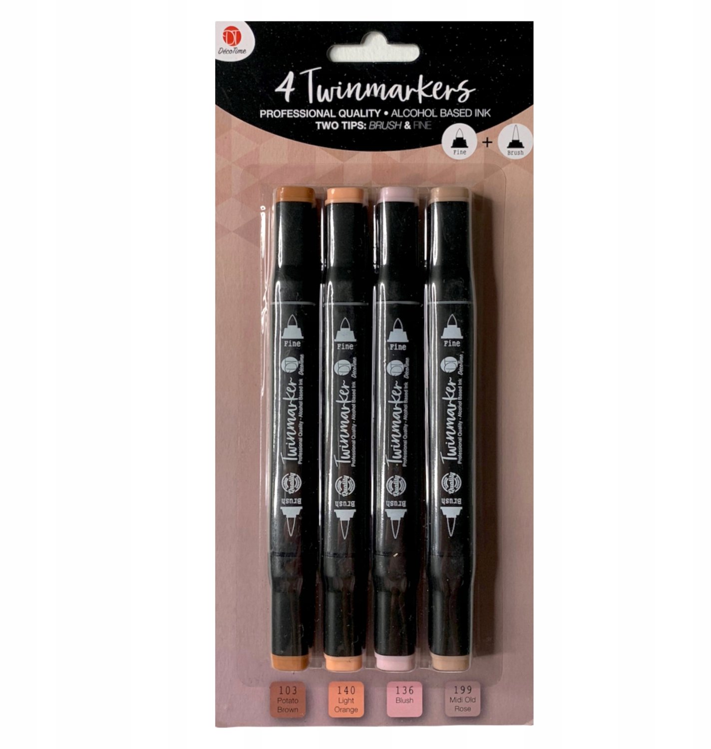 DécoTime Twinmarkers Viltstiften Set - 4 Stuks Geel & Roze