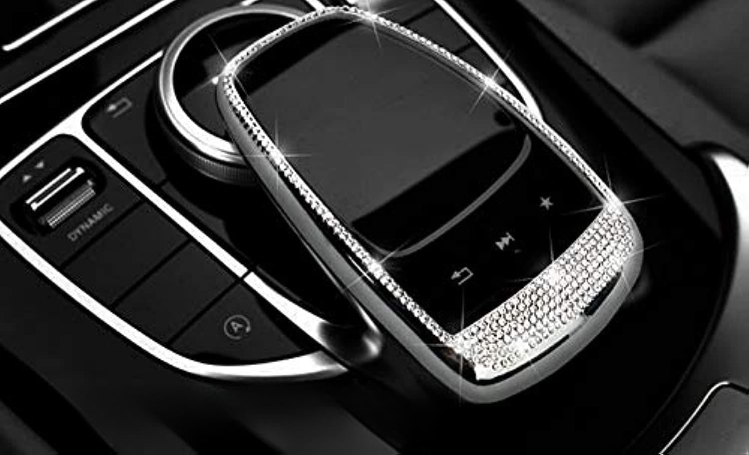 Interieur Trim Bling Accessoires geschikt voor Mercedes Benz GLE 300 GLE320 GLE350 GLS400 2015-2018 Vrouwen Strass Crystal Decals Accessoires Mouse cover 1pc ZILVER