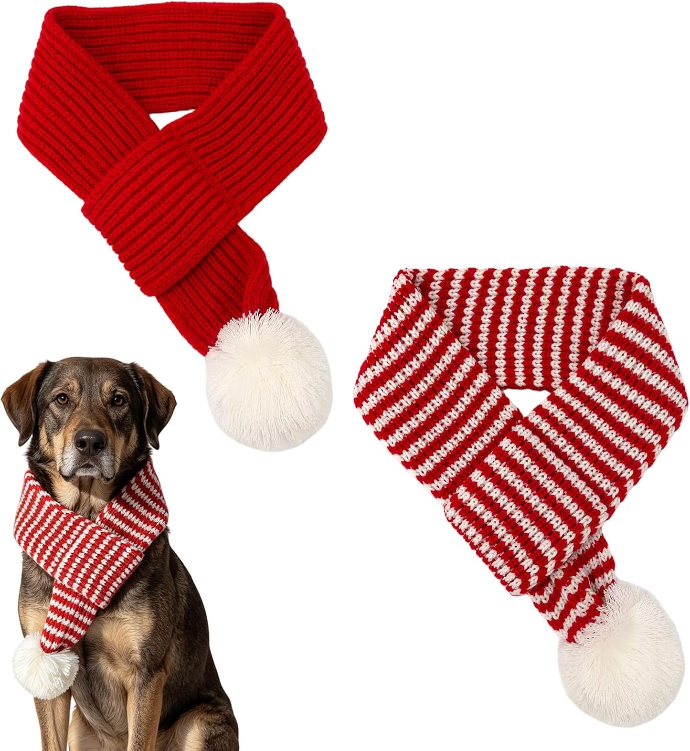 2 stuks kerstsjaal voor honden, 75 × 9 cm, rood