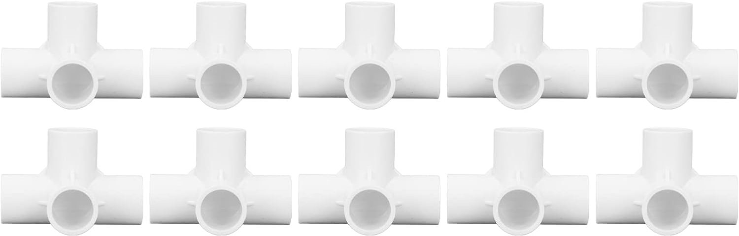 4-weg PVC-fitting elleboogpijpconnector 25 mm uitlaat 10 stuks veilige bevestiging plicht meubelverbindingsset voor kat klimboom tuin pergola wit (Wit)