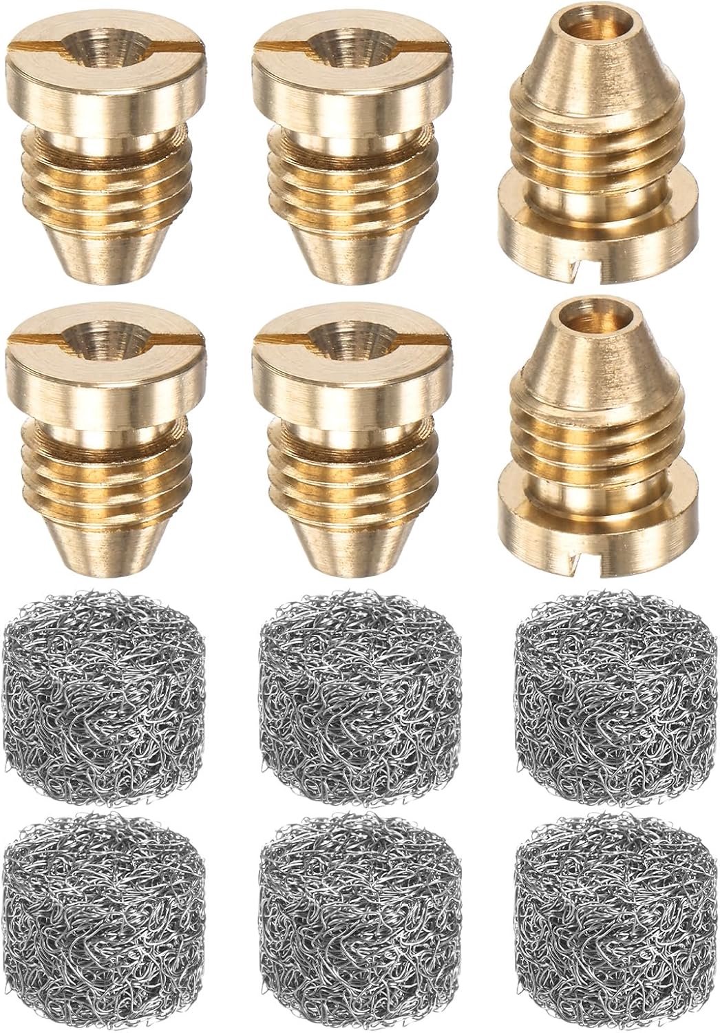 6-Set schuimkanon opening mondstuk, 1,1 mm messing universele draad tips met schuim maker voor sneeuwschuim lance/tuinslang/keukenreinigers, sproeier connector vervanging sproeiers