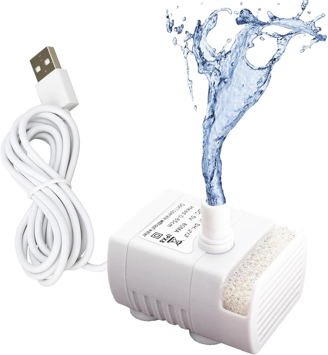 Waterfonteinpomp - superstille led-fonteinpomp voor huisdieren met 4 filters van katoen - 5V USB-voeding, compatibel met verschillende soorten waterfonteinen voor huisdieren