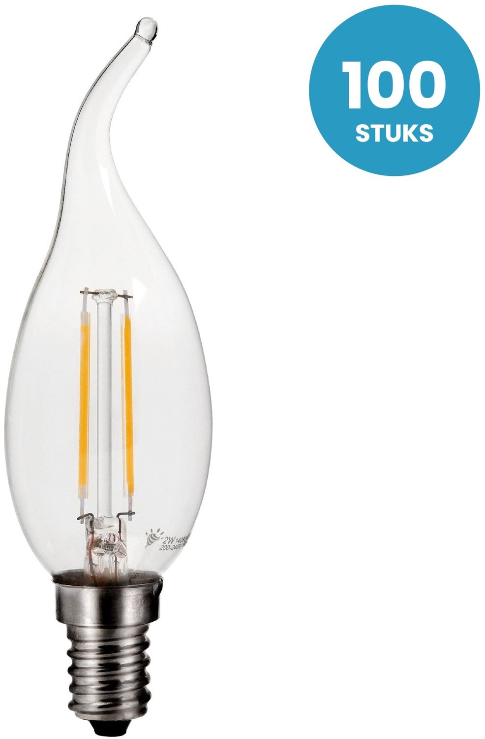 Tipkaarslamp E14 C35 - LED 5W=40W - 500 Lumen - Clear 2700K - Dimbaar - 100 stuks - 230V