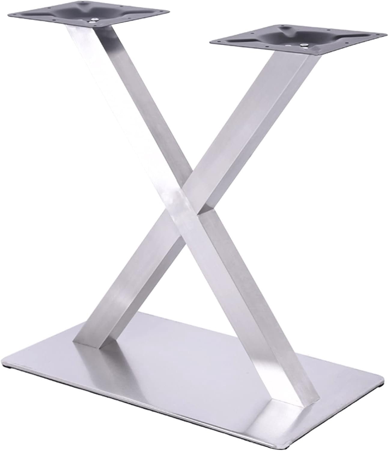 Tafelonderstel X-vorm tafelvoet tafelframe metalen tafelonderstellen dubbele tafelvoet, hoogte 72 cm tafelframe van staal, voor café en taverne (zilverkleurig)