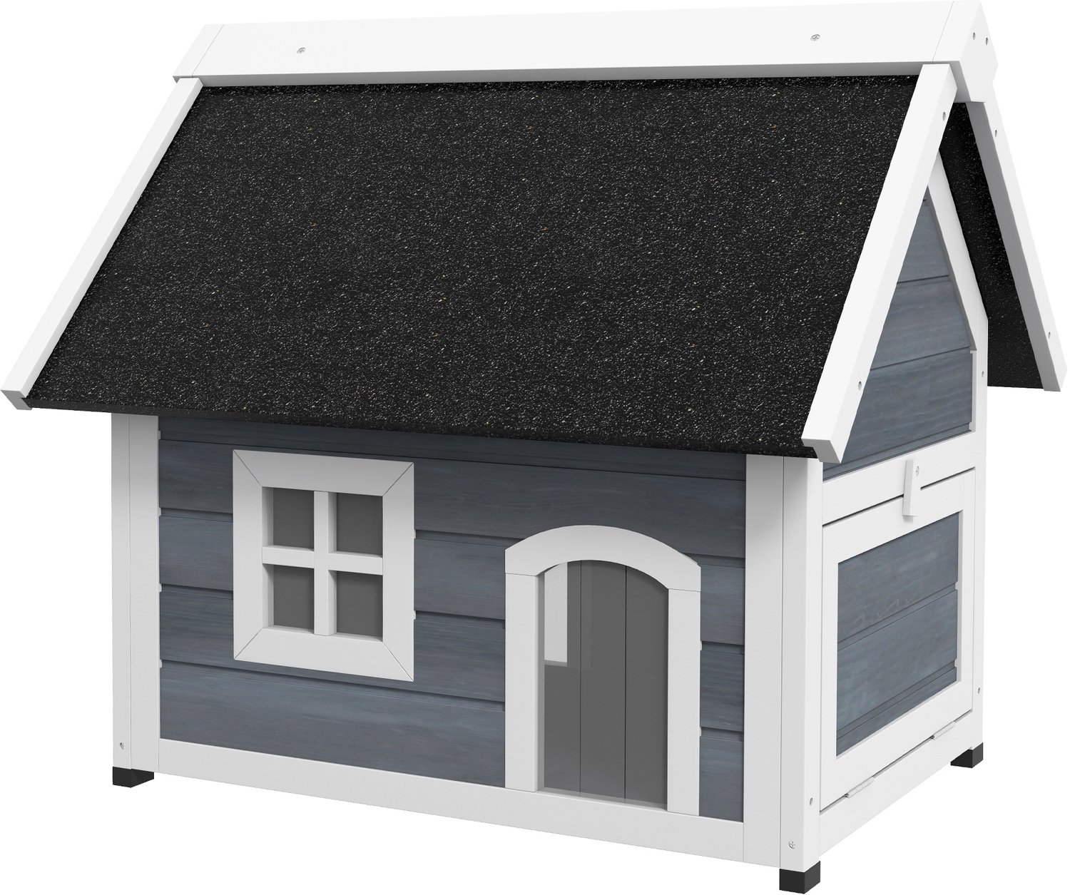 Pawona Kattenhuis - Weerbestendig met raam - 77 x 57,5 x 68 cm - Grijs/Zwart